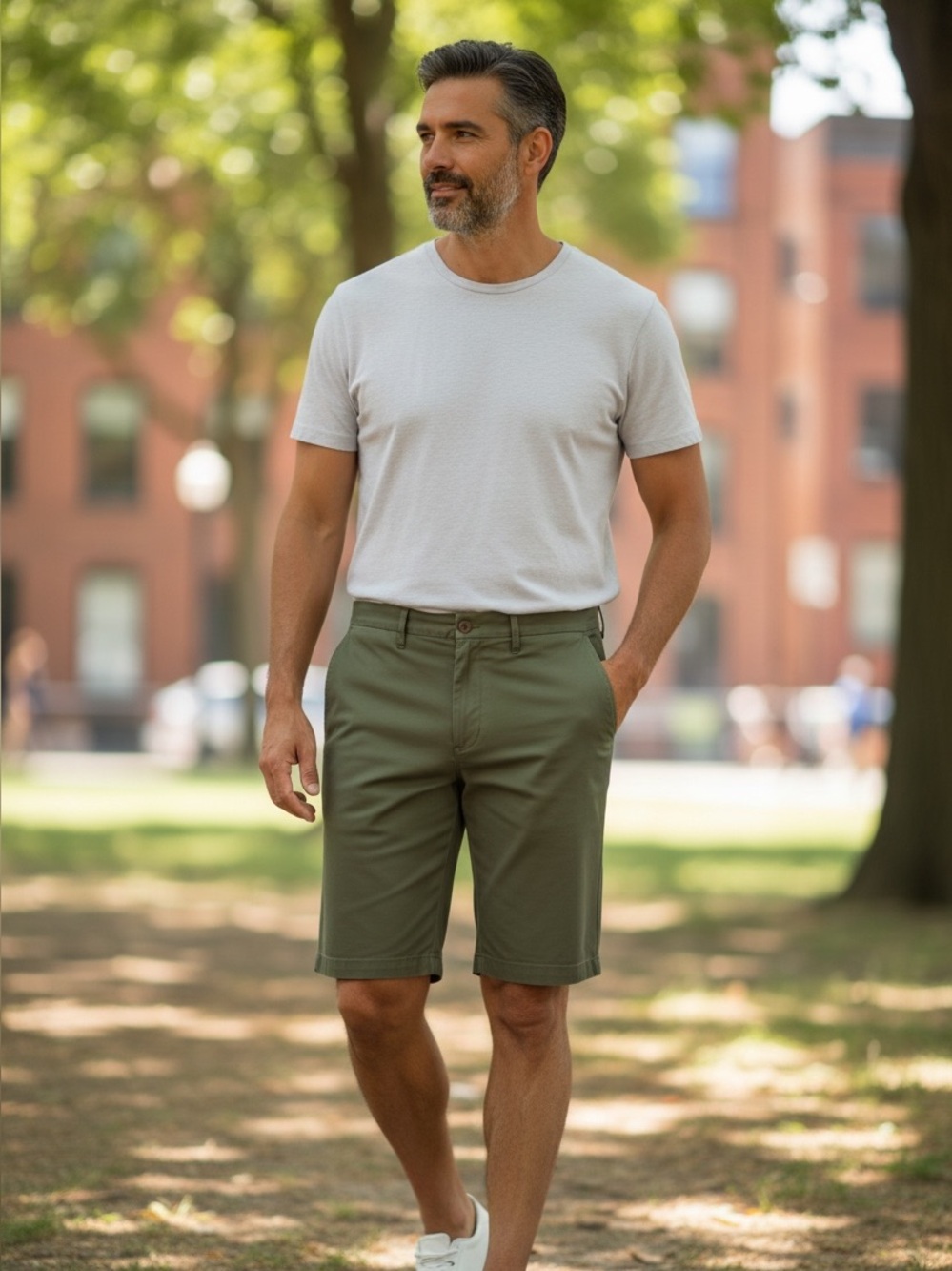 Lands' End Men's Olive Chino Flat Front Shorts